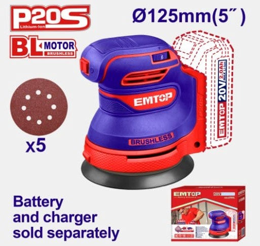 EMTOP Sander ELROS2002 Random Orbit 20V LITHIUM-ION
