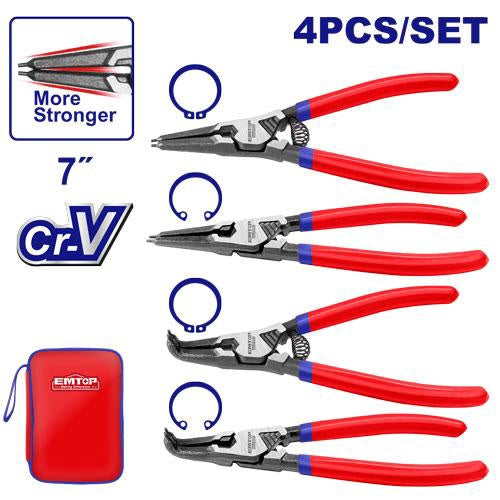 EMTOP Pliers Set 4PCS Circlip EPLSC7411