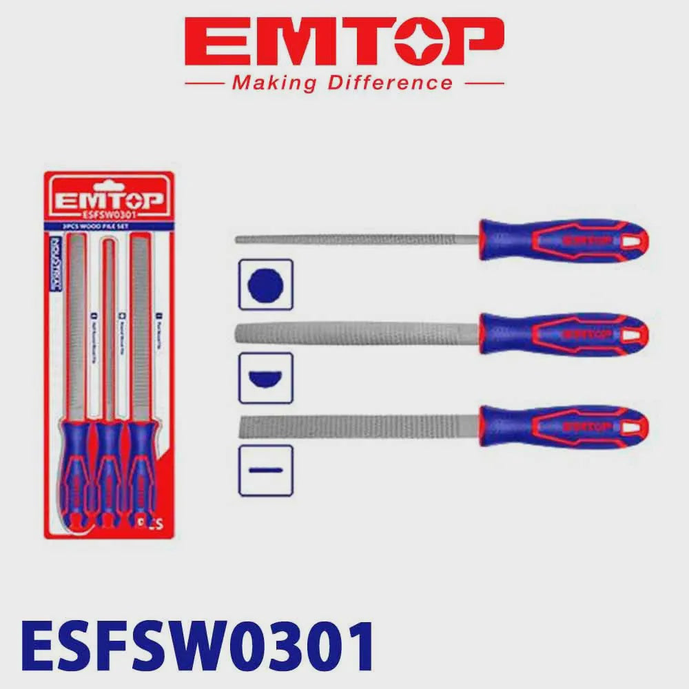 EMTOP File Set 3PCS ESFSW0301 8" Wood