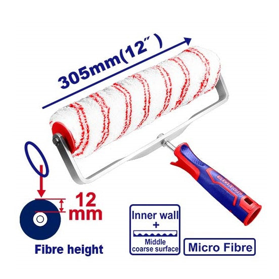 EMTOP Roller Brush 12" with Handle ECBH093051 Micro Fiber