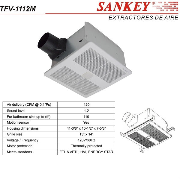 SANKEY Fan 12" Ceiling Extractor TFV-1112M 110V