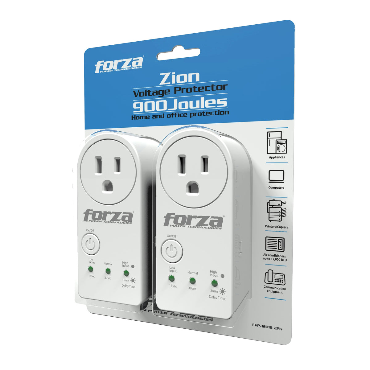 FORZA Protector Voltage FVP-1201B 2PK 2PCS Pack 900J 1800W White and White