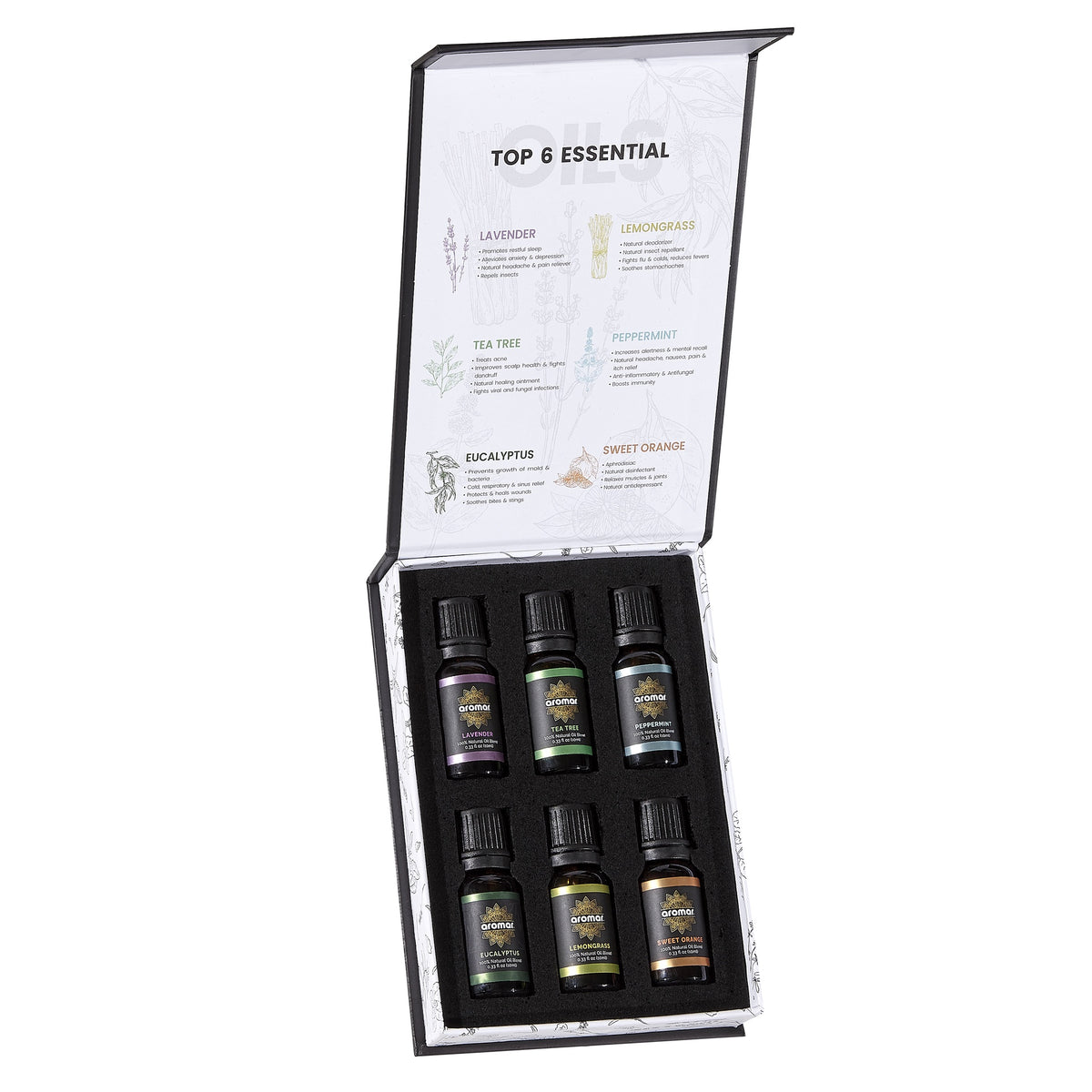 AROMAR Essential Oil 0.5OZ Assorted Pdq 6 Pack S8010