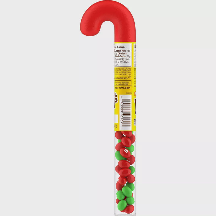 M&M Peanut Milk Chocolate Candies Holiday Cane 1.74OZ 49.3G