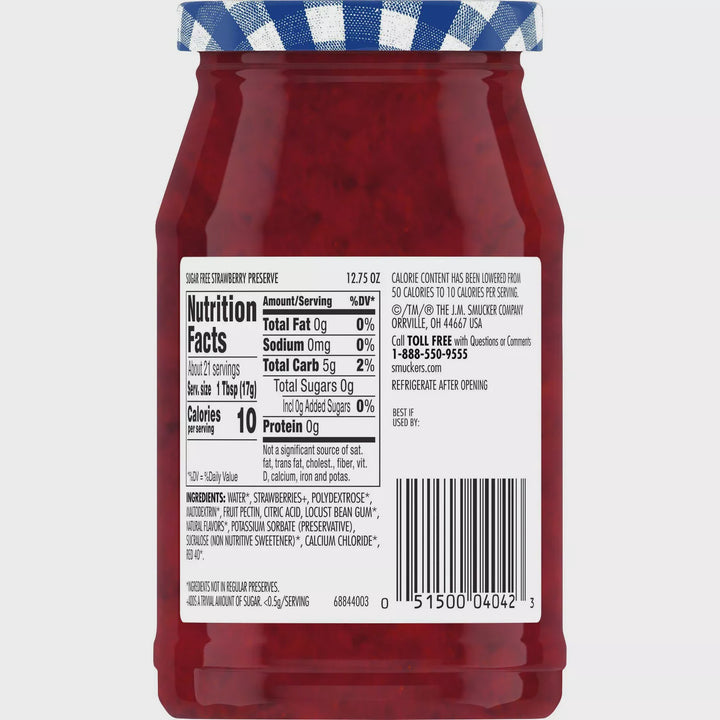SMUCKER'S Strawberry Preserves Sugar Free 12.75OZ 361G