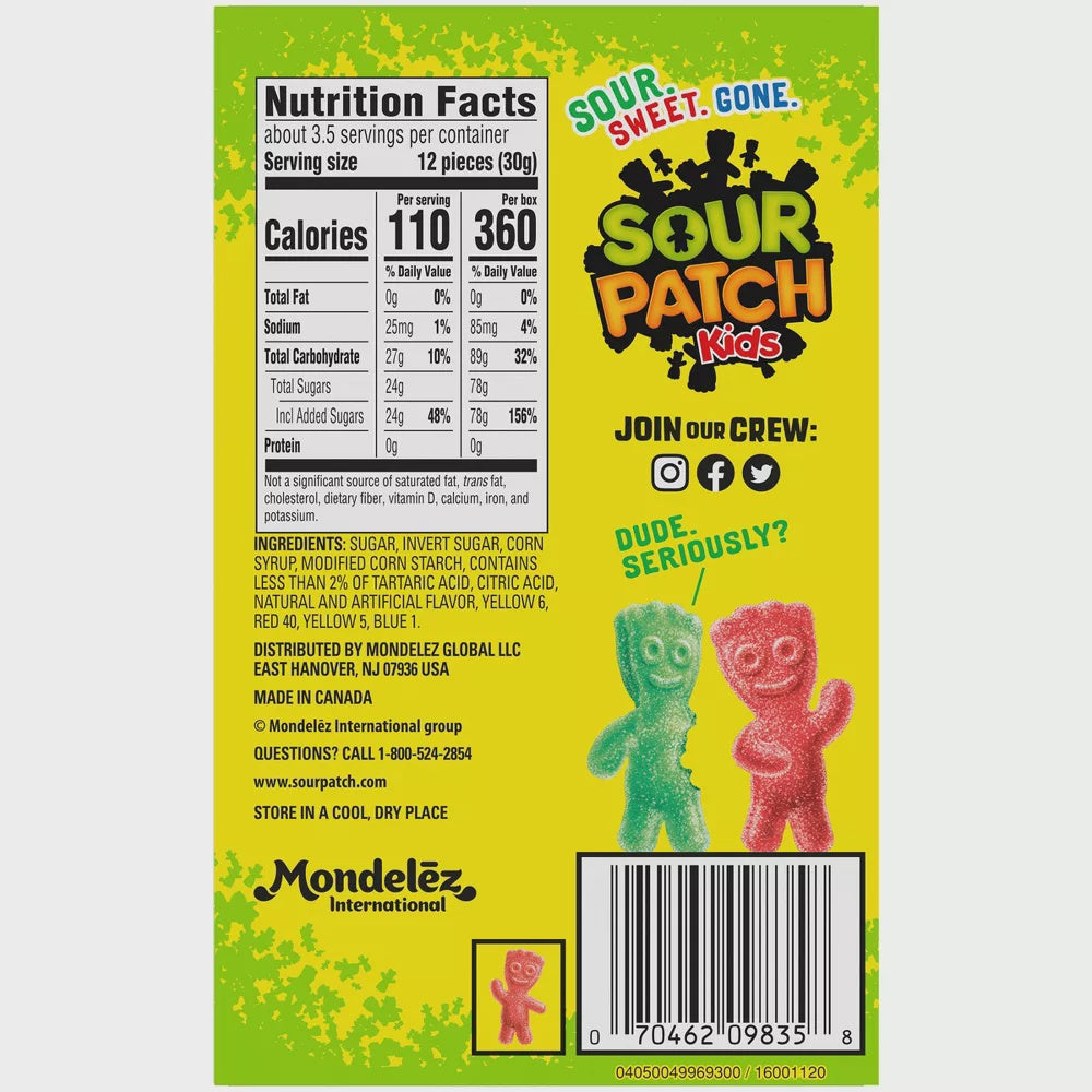 Sour Patch Kids Soft & Chewy Candy, 3.5 OZ