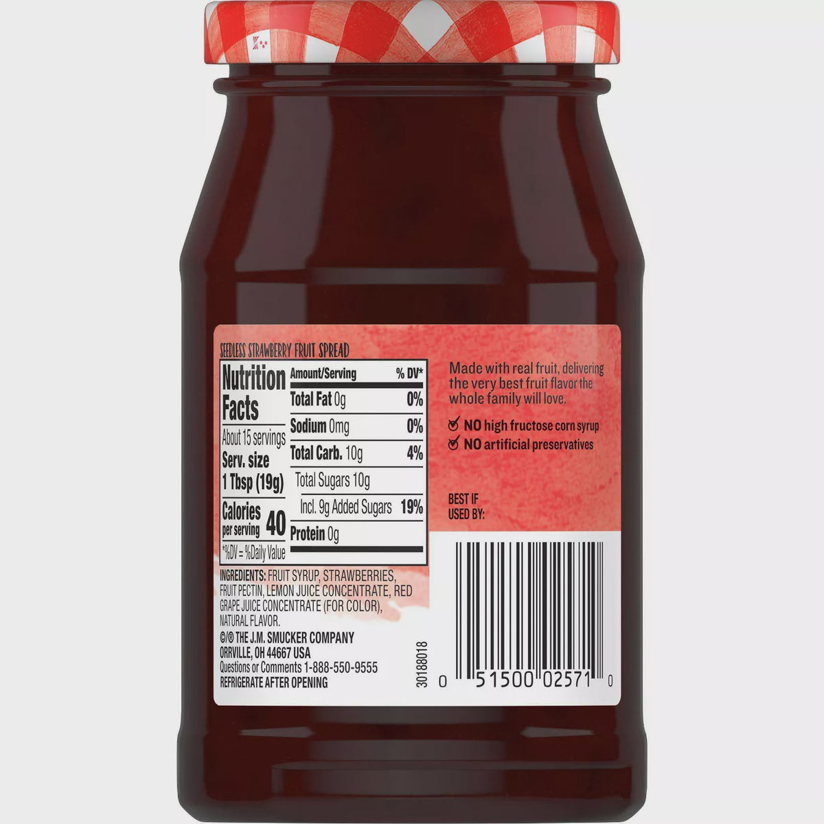 SMUCKER'S Strawberry Simply Fruit 10OZ 284G