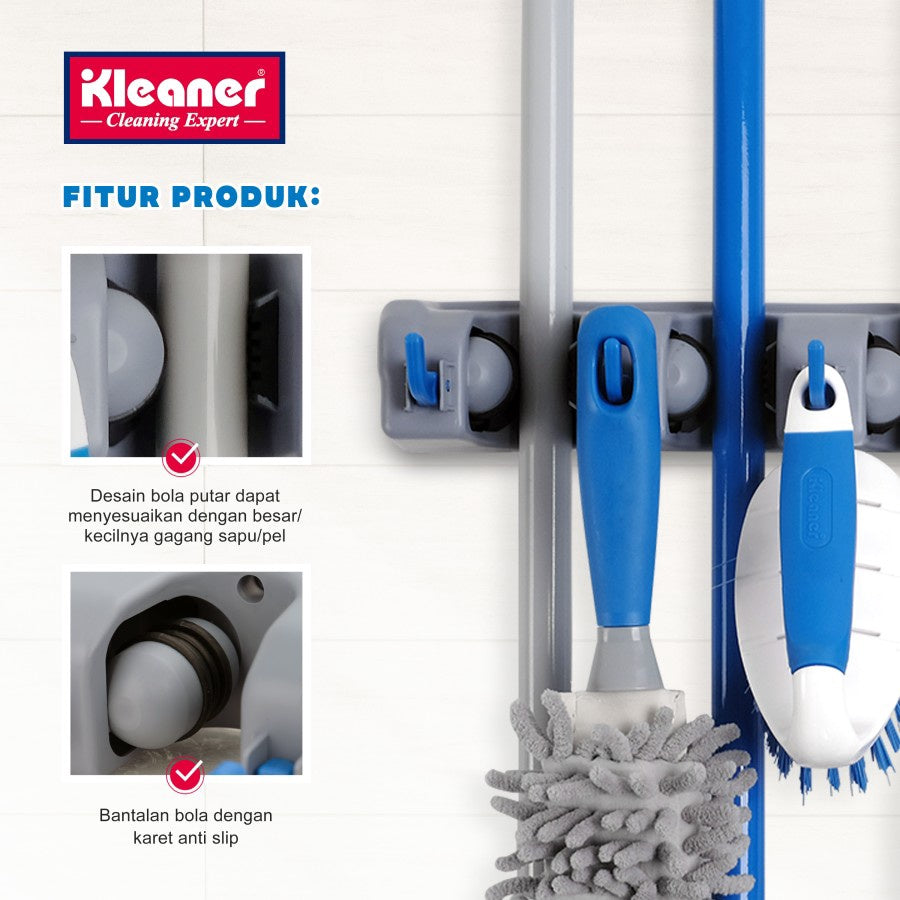 KLEANER Mop and Broom Holder GSZ003 3 Holders and 4 Hooks