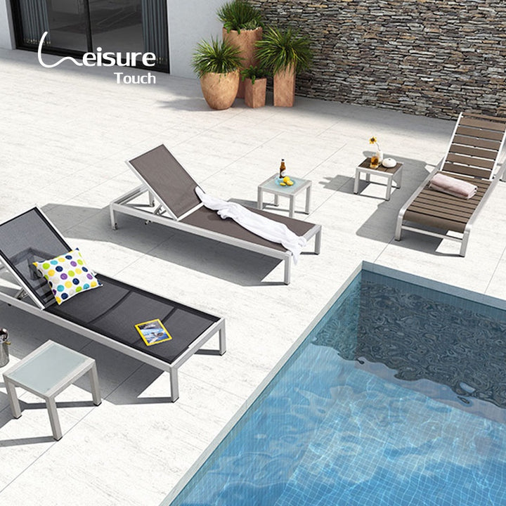 Chair Sun Loungers Leisure Touch 310200 Outdoor Pool Patio Garden Lightweight Aluminum with Wheels