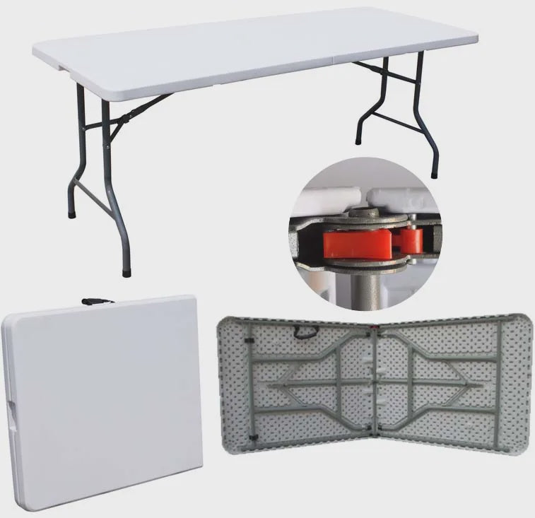 Table Folding Plastic White AC-Z180 6FT 2 Half Rectangle 71" X 29" X 29"