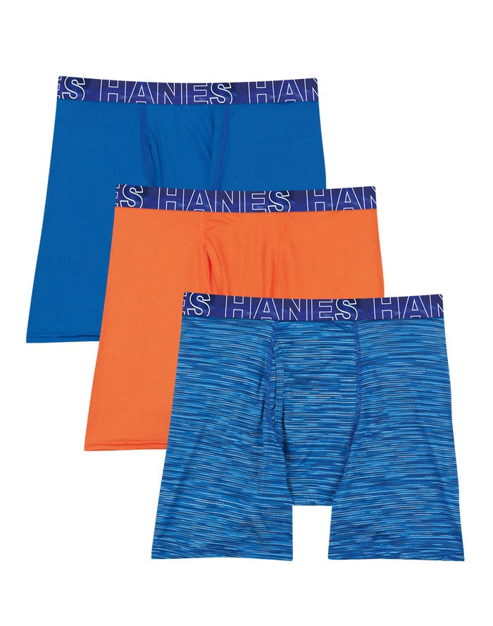 HANES Men Boxer Brief X-TEMP 4-WAY Performance Stretch Mesh 3PACK