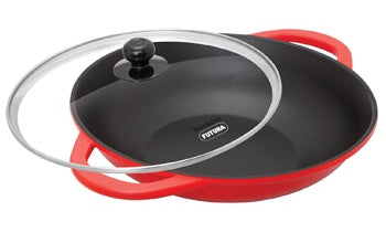 HAWKINS Pan IDCSK3G Die Cast Shallow Kadhai with Glass Lid 3L