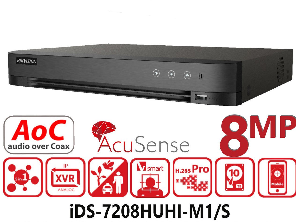 HIKVISION Security Dvr Turbo HD 7200 Series IDS-7208HUHI-M1/S 8-PORT Dvr / 16-CH Ip Acusense