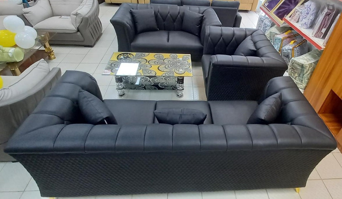 Sofa Set 3-2-1 Black Leather 1109