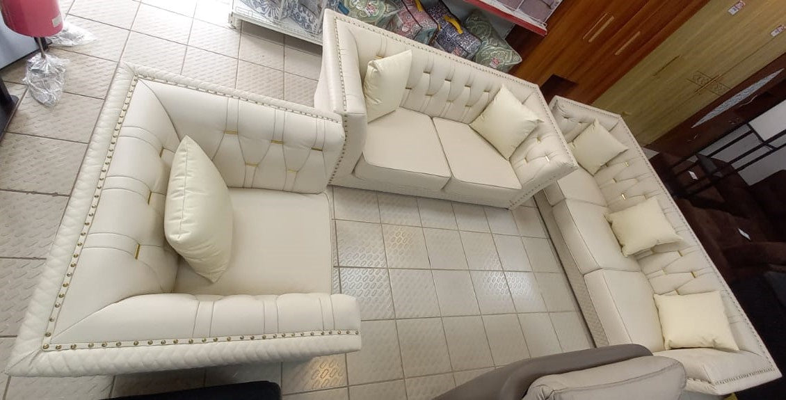 Sofa Set 3-2-1 White Leather 1101