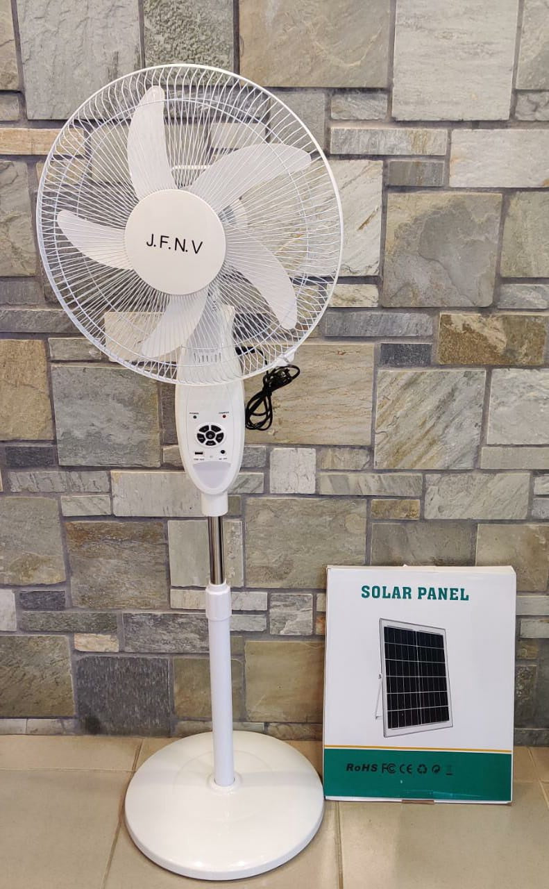 JFNV Fan 16" J.f.n.v 116 Solar Rechargeable Floor AC/DC Dual Power with Remote