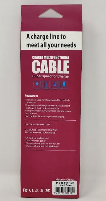 GENERIC Cable USB 3IN1 M-CBL-011-1.2M Red Box