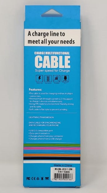 GENERIC Cable USB 3IN1 M-CBL-012-1.2M Blue Box