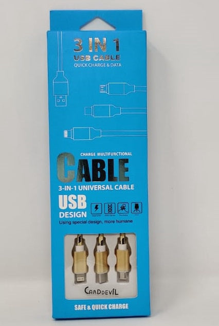 GENERIC Cable USB 3IN1 M-CBL-012-1.2M Blue Box