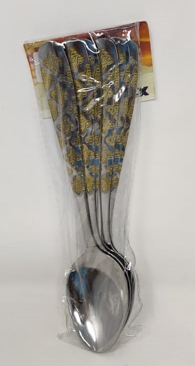 Eating Spoon 6PCS SP03 Stainless Steel & Gold Xx