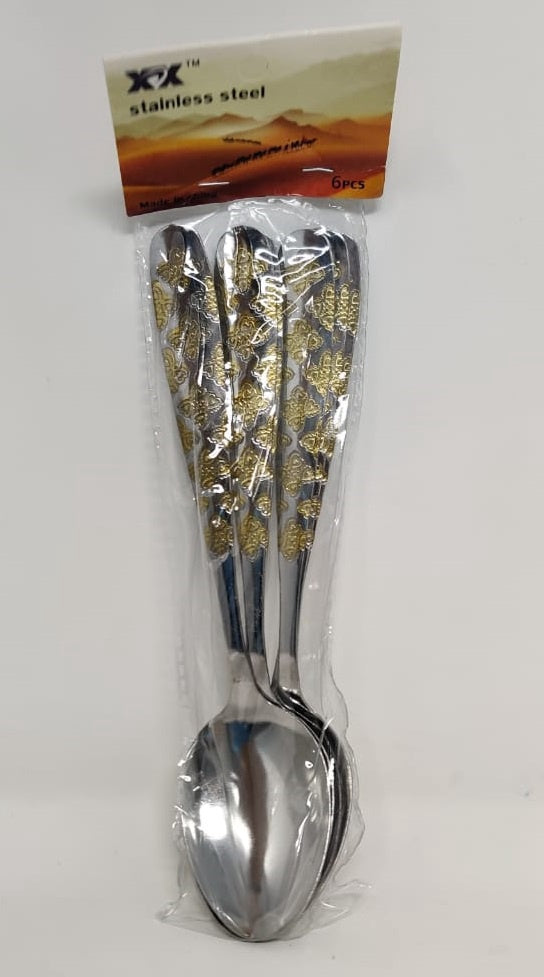 Eating Spoon 6PCS SP03 Stainless Steel & Gold Xx