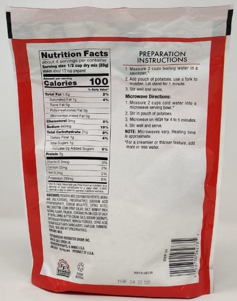 HY-TOP Instant Mashed Potatoes Butter Flavor 4OZ 113G
