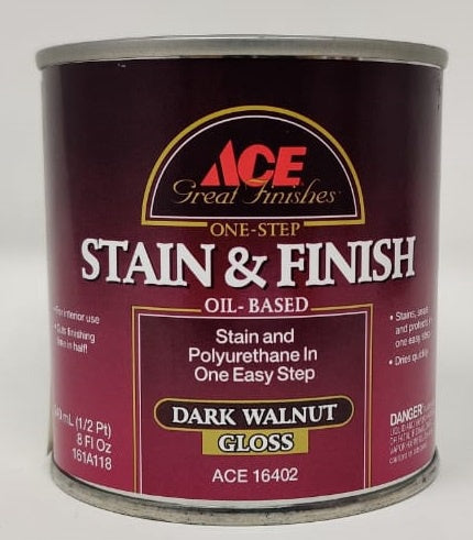 ACE Wood Stain & Finish Dark Walnut Gloss 16402 1/2PT