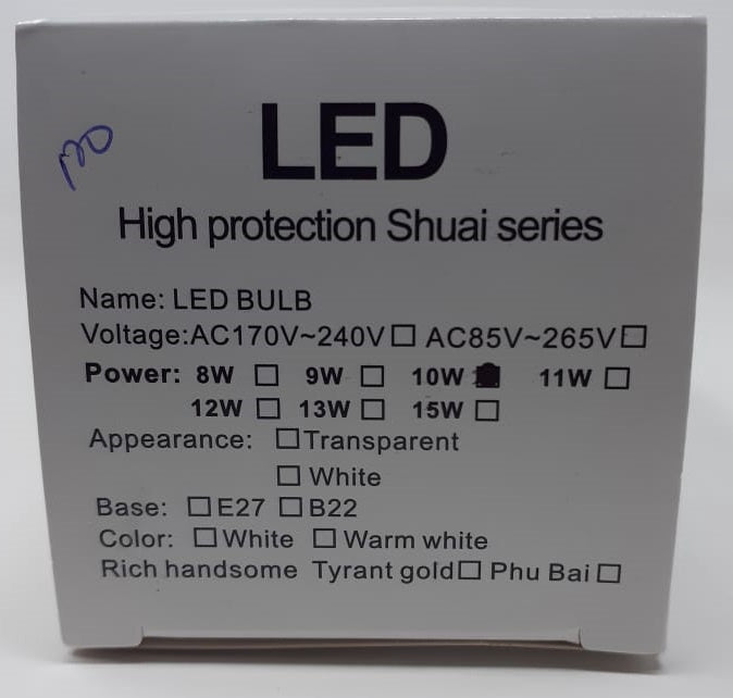 Bulb LED 10W 110-265 Round Rohs Shuai Series 6500K