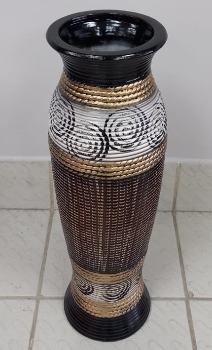 Vase 24" V102 Brown, Black & Gold