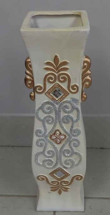 Vase 24" V126 Cream, Gold and Silver