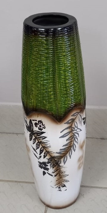 Vase 24" V104 White & Green