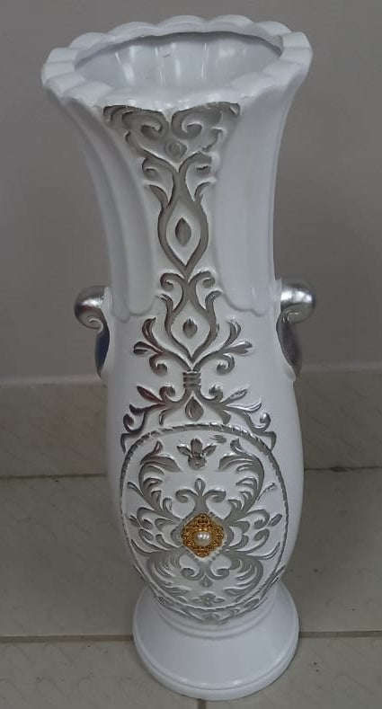 Vase 24" V117 White, Silver & Gold Pearl