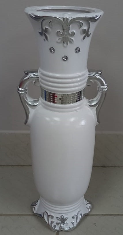 Vase 24" V111 White & Chrome with Handle