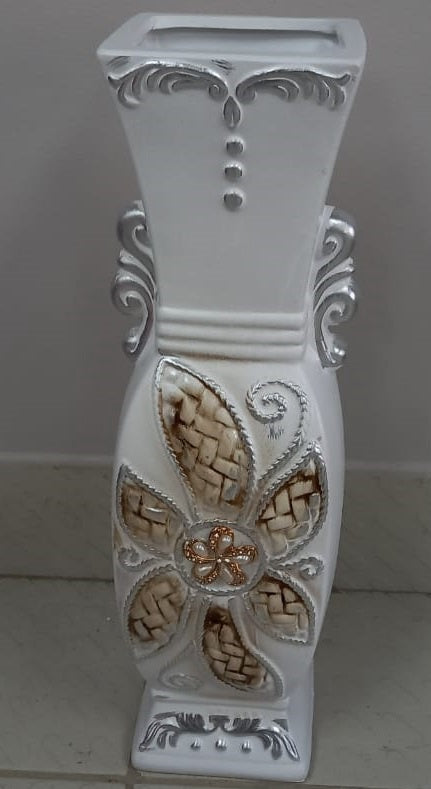 Vase 24" V133 White with Brown Flower