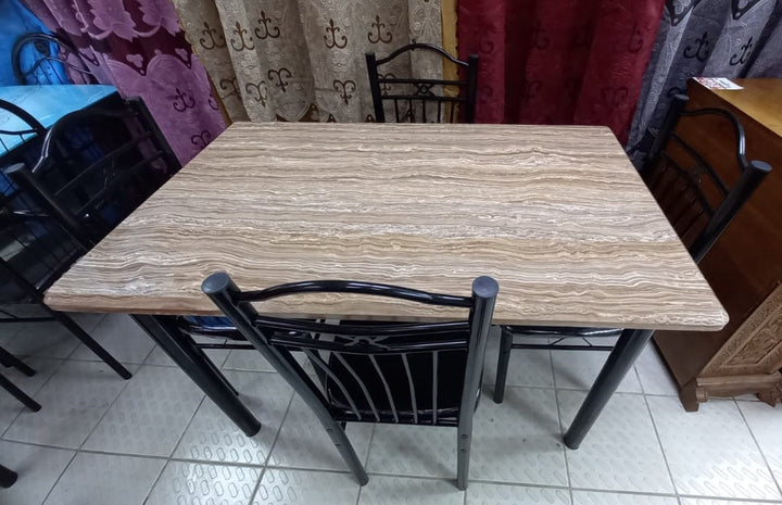 Wood Dining Table AYT21 with 4 Chair Set Light Brown Wood Look