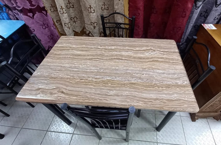 Wood Dining Table AYT21 with 4 Chair Set Light Brown Wood Look