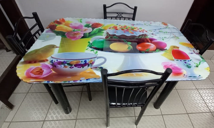 Glass Dining Table AYT26 with 4 Chair Set Cake & Tea Cup