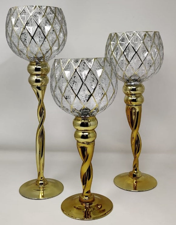 Candle Holder Set of 3 Glass ZH039