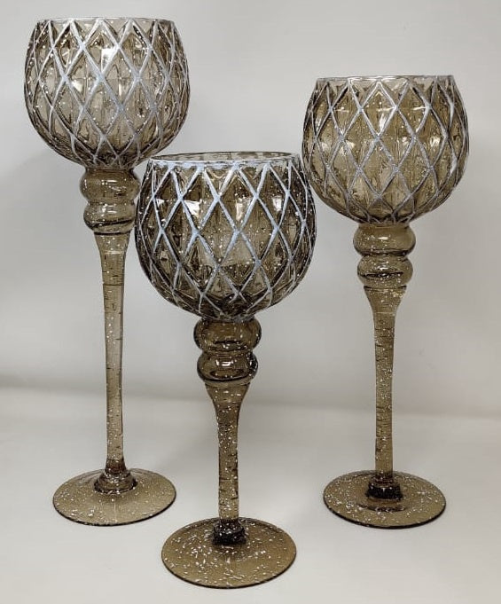 Candle Holder Set of 3 Glass ZH084