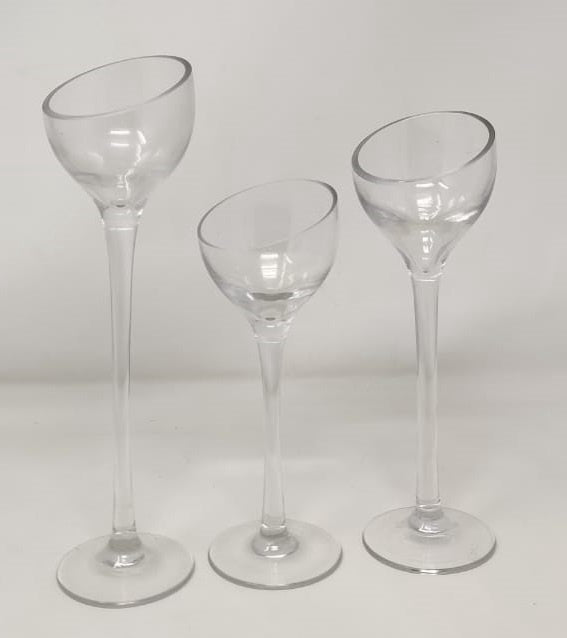 Candle Holder Set of 3 Glass Candlesticks Home Life ZH097