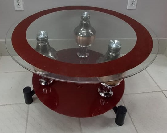 Glass Table Y38C Round Brown 30X19"