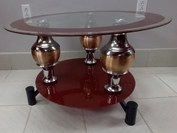 Glass Table Y38C Round Brown 30X19"