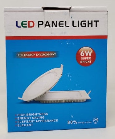 SUPER BRIGHT Light LED Panel 6W Round White 6500K Flat