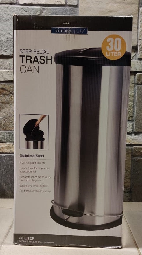 KITCHEN DETAILS Bin Stainless Steel Step Press Type 30L 4250-30L Trash Can