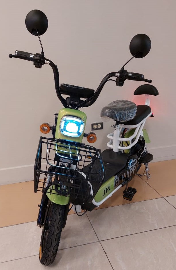 Electric Bike Jh 6 Happy Beans 3-SPEED with Mirrors, Turn Signals, Alarm and Charger Ebike