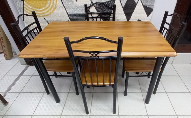 Wood Dining Table F22C-7 A-088 with 4 Chair Set Light Brown Wood Look