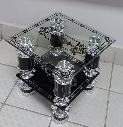 Glass Table #9 2021 Square Black & Chrome