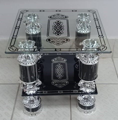 Glass Table #9 2021 Square Black & Chrome