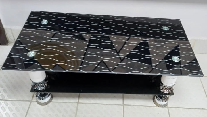 Glass Table #13 2021 Black, White & Chrome
