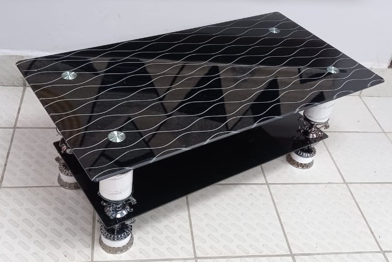 Glass Table #13 2021 Black, White & Chrome
